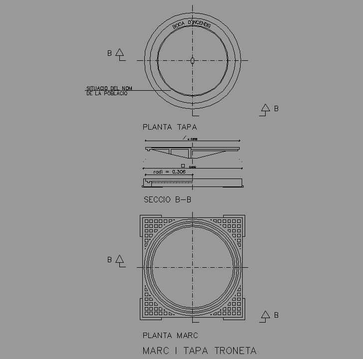 Bloque Autocad Marco y tapa de troneta